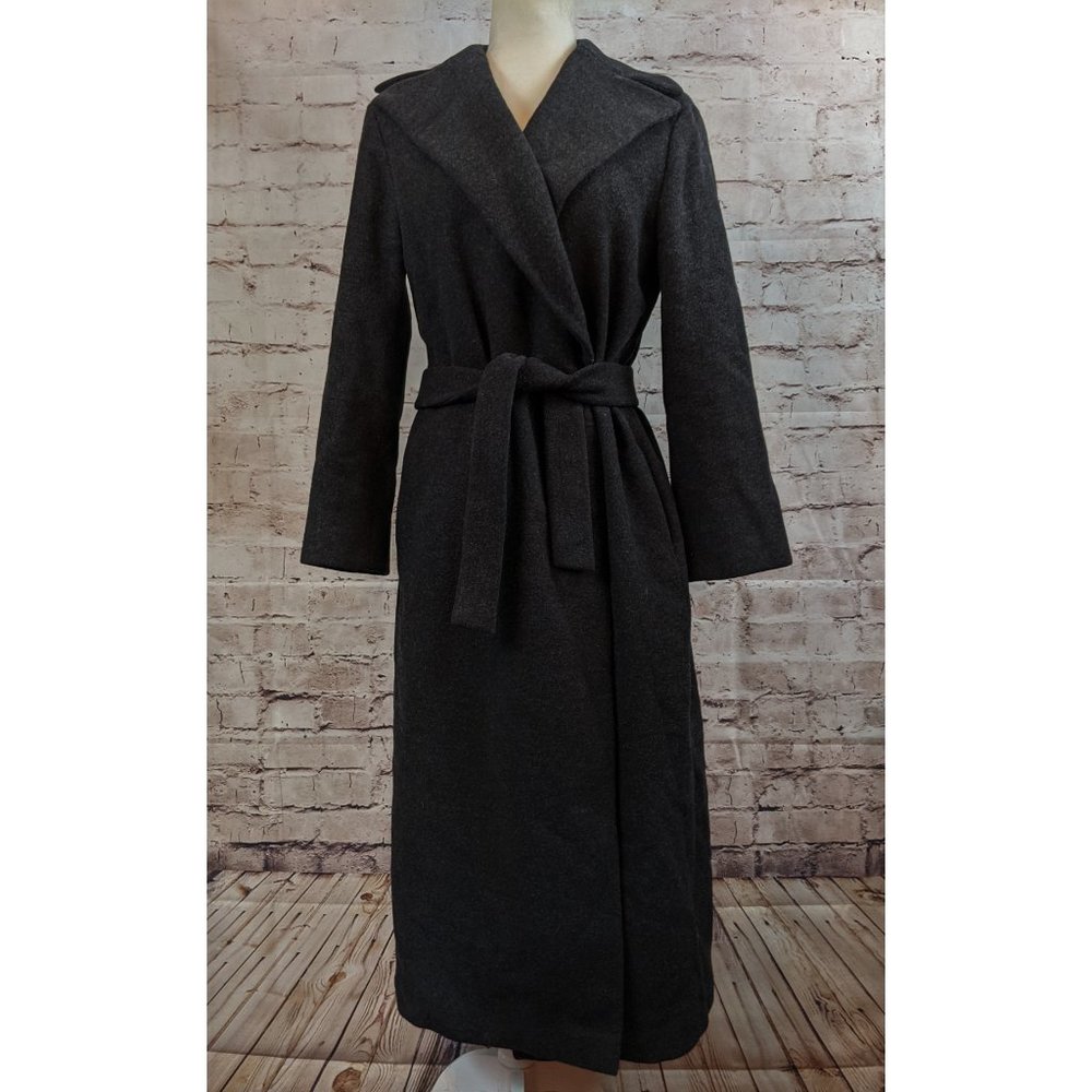Jil Sander Dark Gray 100% Wool Long Trench Coat